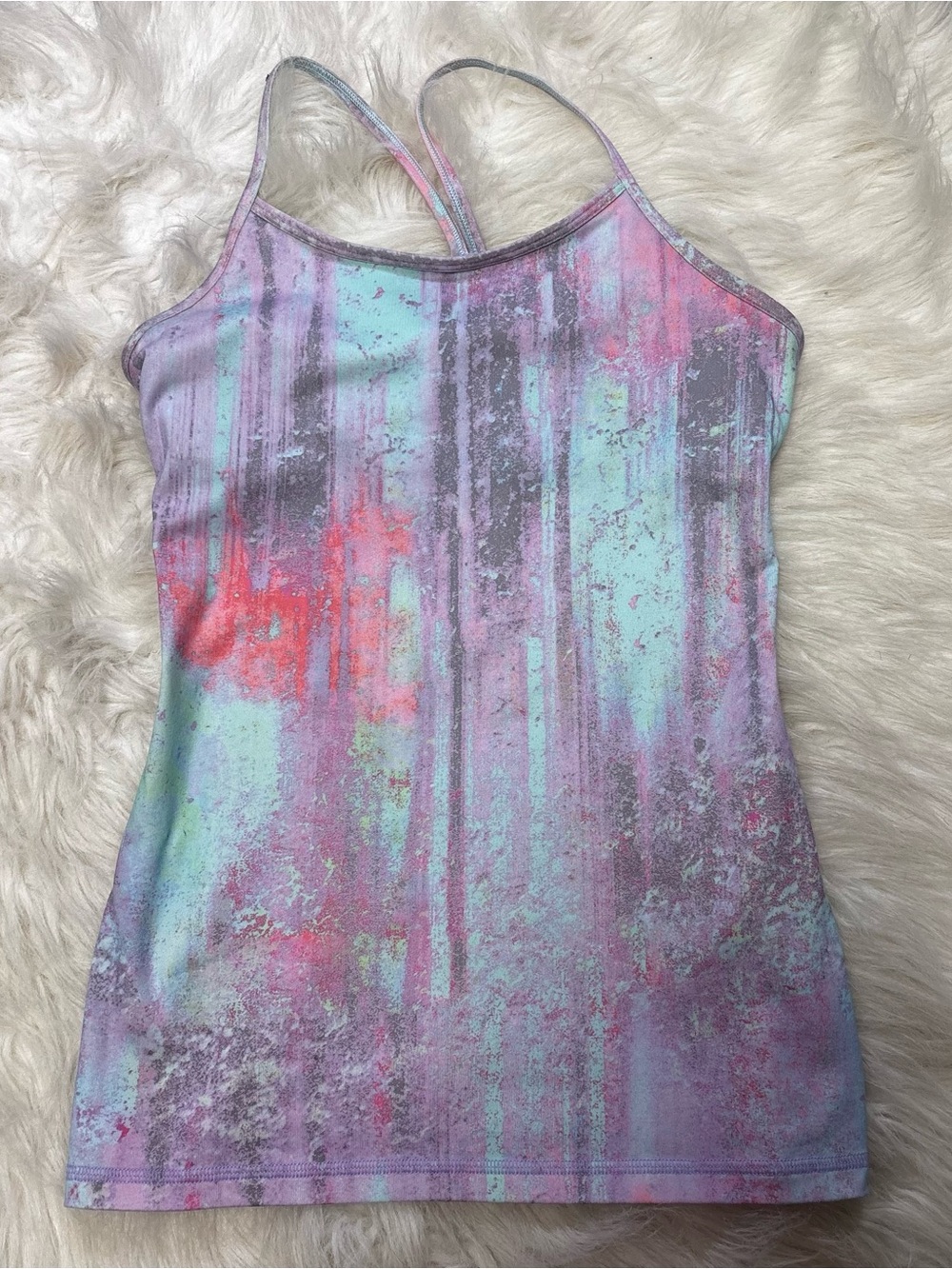 Ivivva Lululemon Multi-Color Strappy Racerback Tank Top with Shelf Bra size 12